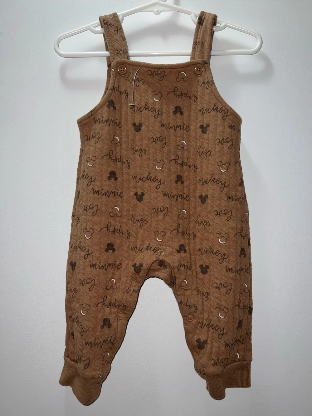 Disney Brown Mickey & Minnie Knit Overalls